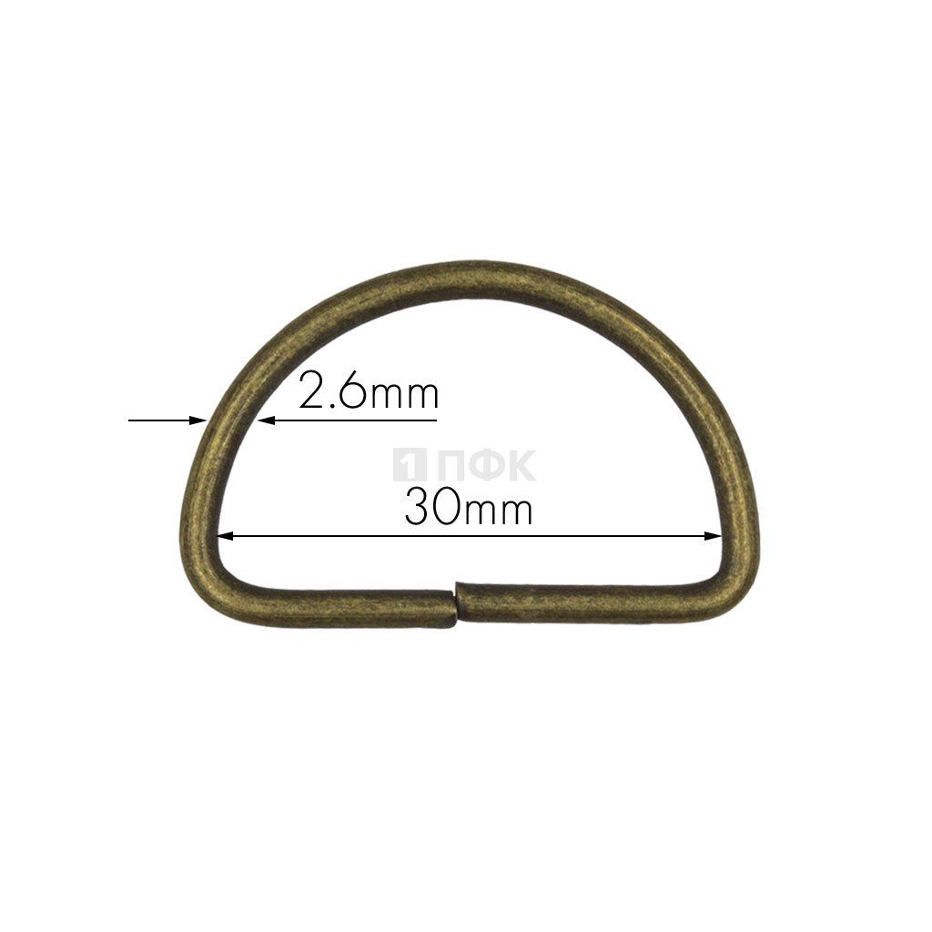 Полукольцо 30мм (толщ 2,6мм) цв антик (уп 1000шт/8000шт)