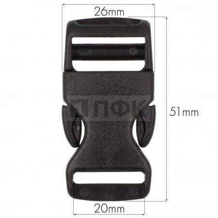 Фастекс (защелка-трезубец) арт.В3-100 РОМ 20 мм цв черный (уп 100шт/1000шт)