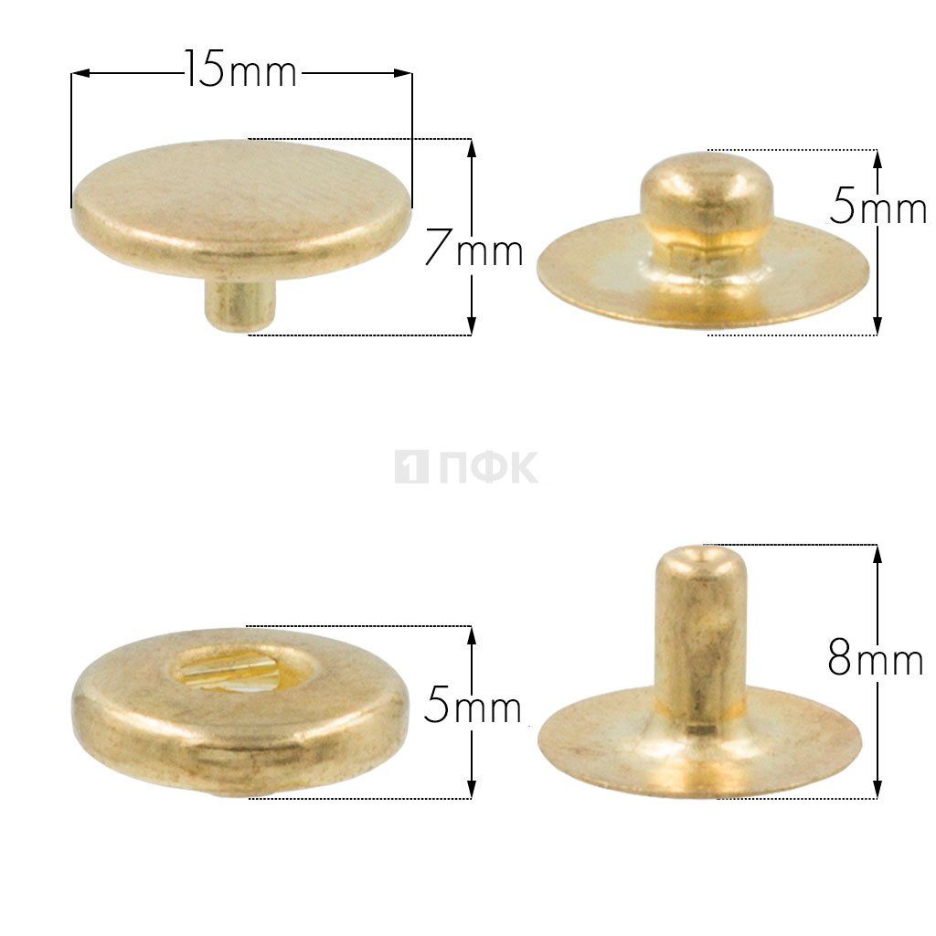 Кнопка для одежды 15мм Альфа Люкс латунь цв золото (уп 720шт)