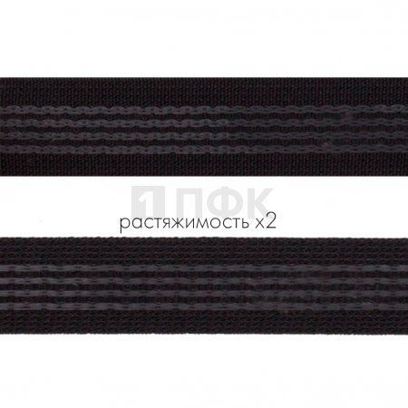Резинка тканая с латексом 25мм цв черный (уп 40м/200м) Резинка тканая с латексом 25мм цв черный (уп 40м/200м)