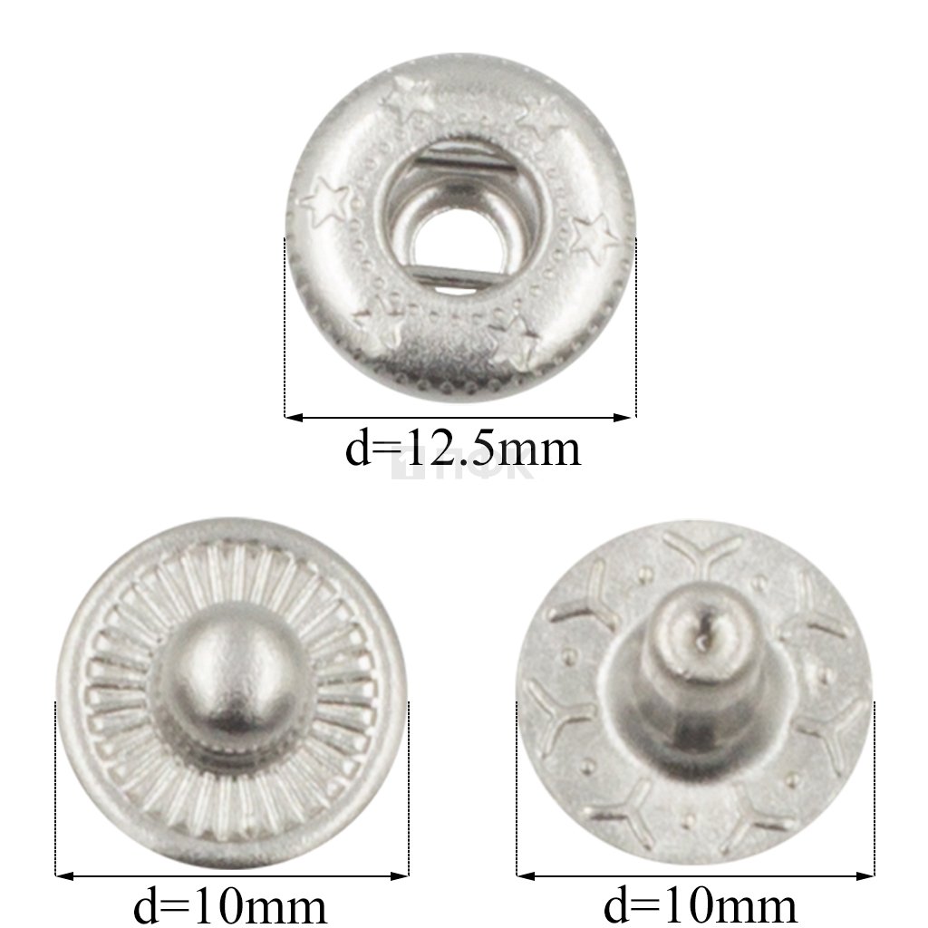3 Части кнопки для одежды 12,5мм Альфа сталь цв никель (уп 1440шт) 