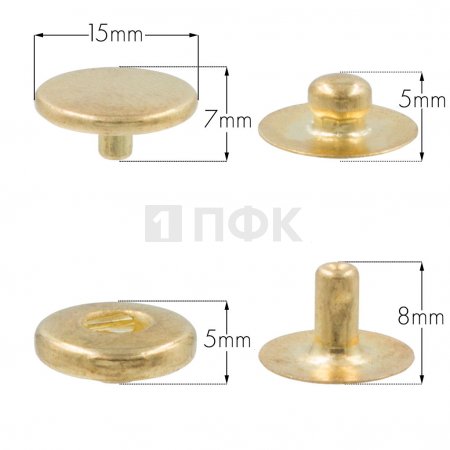 Кнопка для одежды 15мм Альфа Люкс латунь цв золото (уп 720шт)