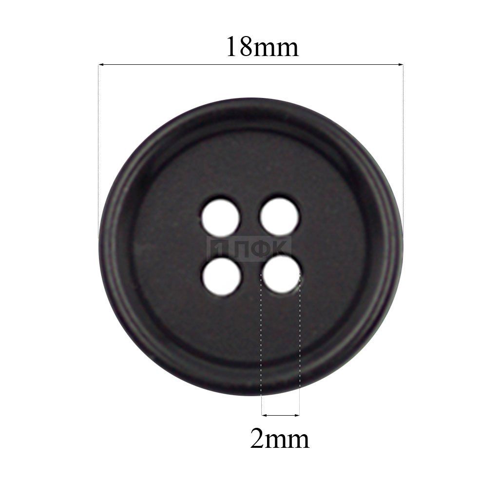 Пуговица 51400-18 ПА 18мм цв черный (уп 1000шт)