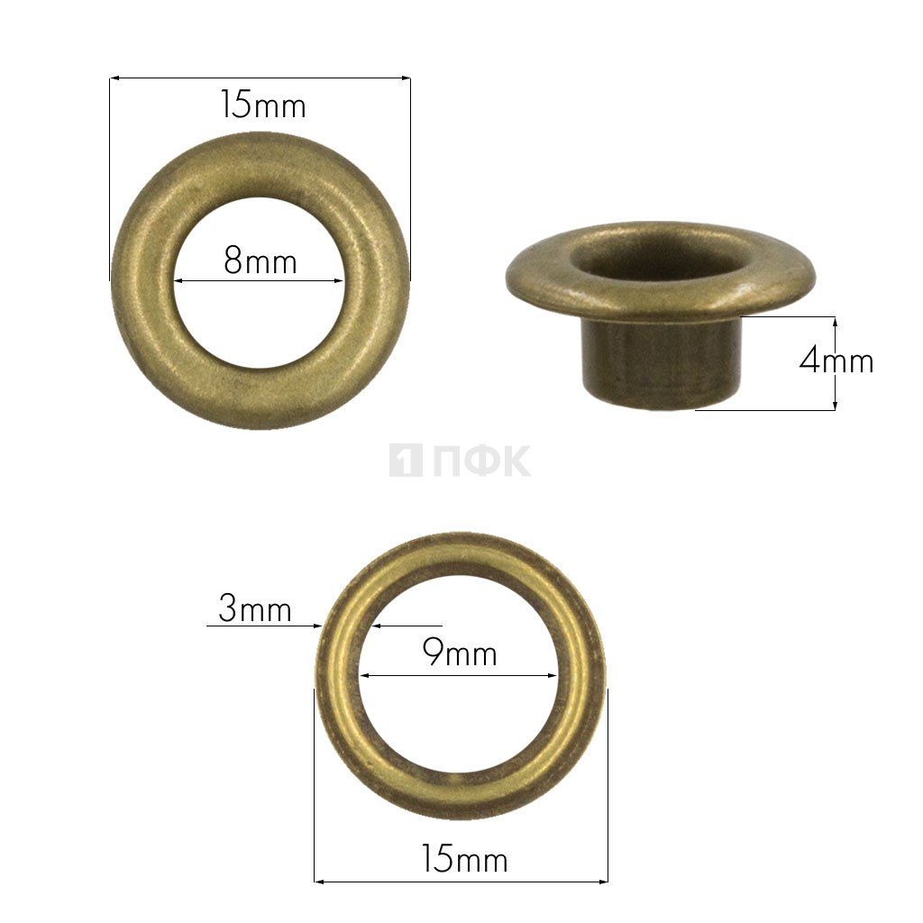Люверсы №5 8мм сталь цв антик (уп 1000шт) — ПФКР Люверсы №5 8мм сталь цв антик (уп 1000шт)