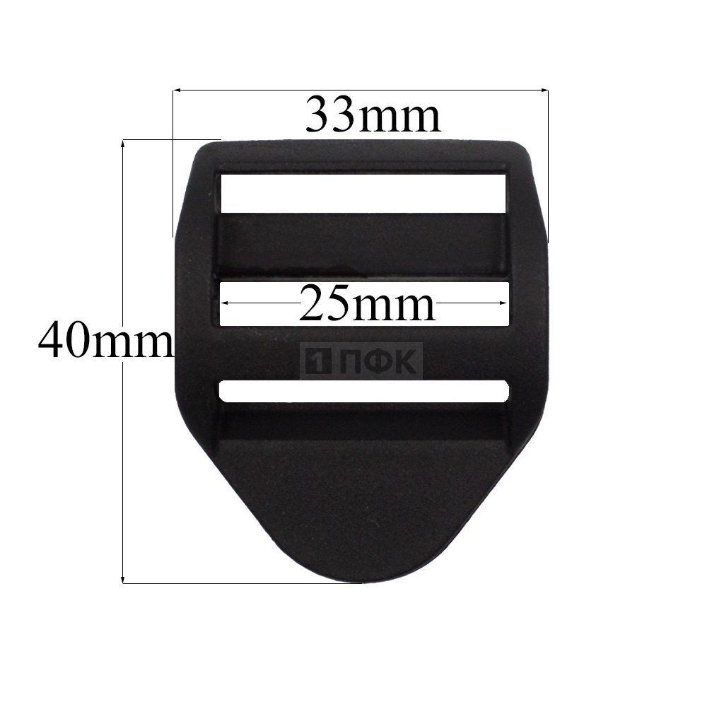 Пряжка-крыло трехщелевая К-25 ПП 25мм цв черный (уп 500шт/10000шт) ПФК