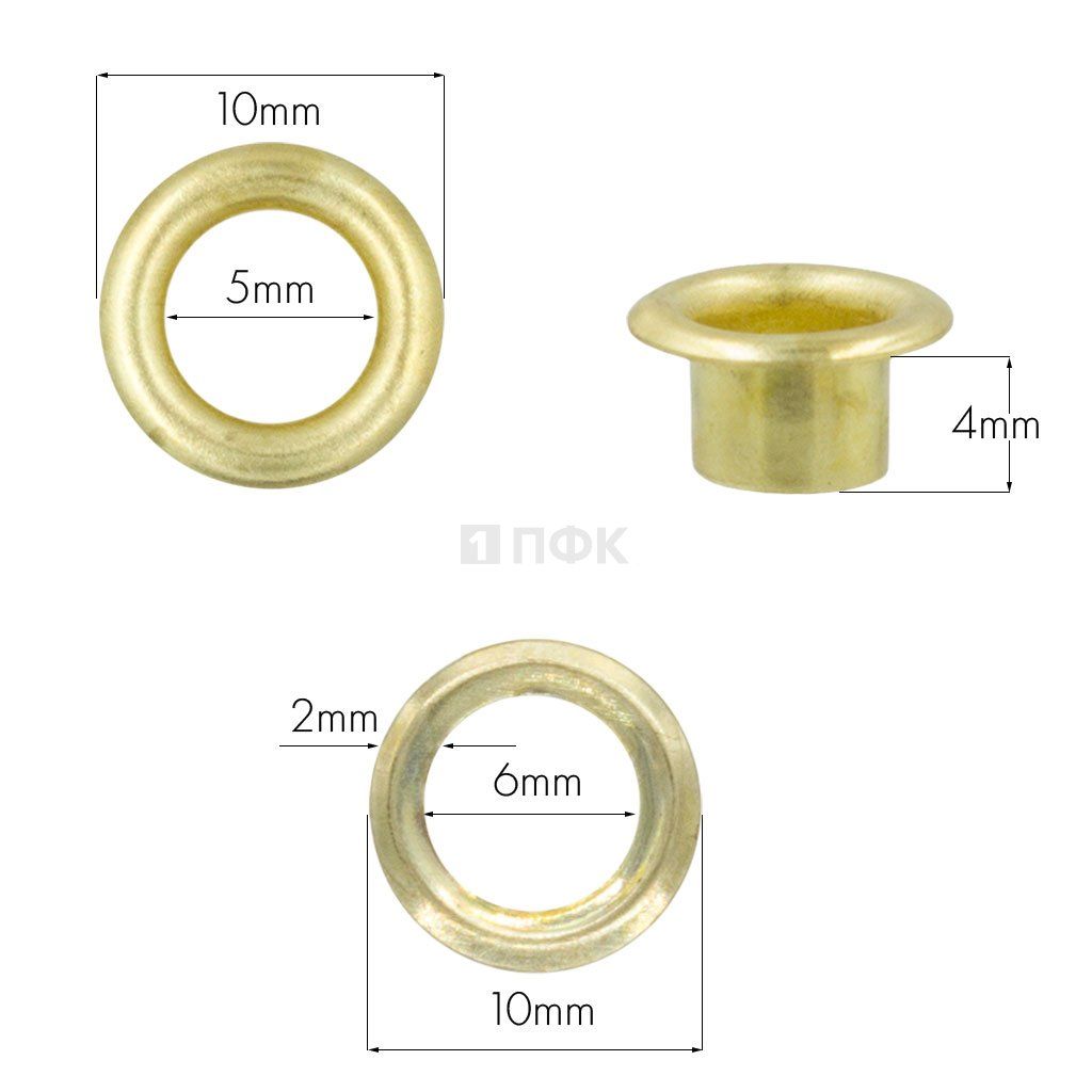 Люверсы №3 5мм сталь эконом цв золото (уп 5000шт/100000шт) 