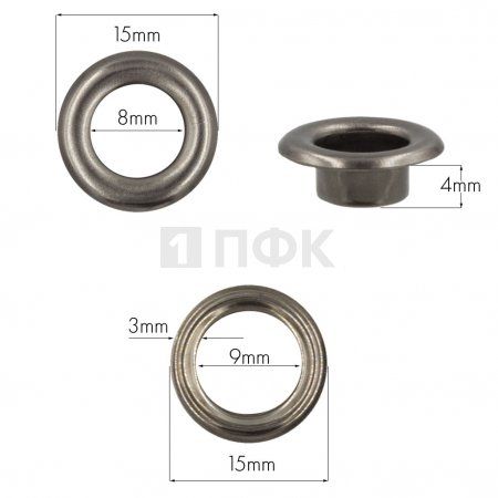 Люверсы №5 8мм латунь цв никель тем (уп 1000шт) Люверсы №5 8мм латунь цв никель тем (уп 1000шт)