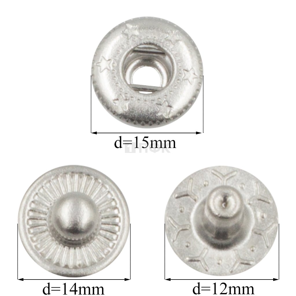 3 Части кнопки для одежды 15мм Альфа сталь цв никель (уп 720шт)