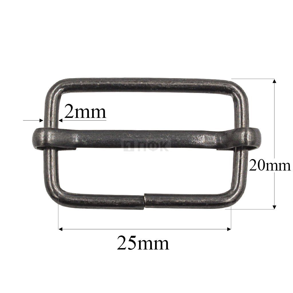 Пряжка регулировочная 25мм (толщ 2,0мм) цв оксид (уп 200шт/5000шт) 