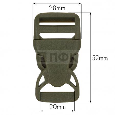 Фастекс (защелка-трезубец) ПП 20мм цв хаки арт 1001 (уп 500шт) ПФК