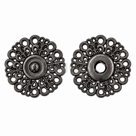 Кнопка пришивная декоративная YM-1318 18мм цв никель тем (уп 100шт/кор 1000шт)