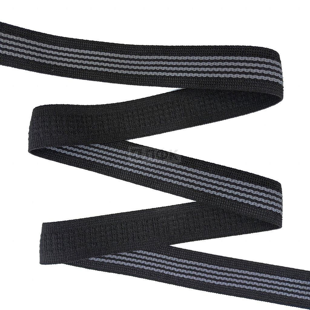 Резинка тканая с латексом 25мм 24 гр/м цв черный (уп 40м/200м) РБ
