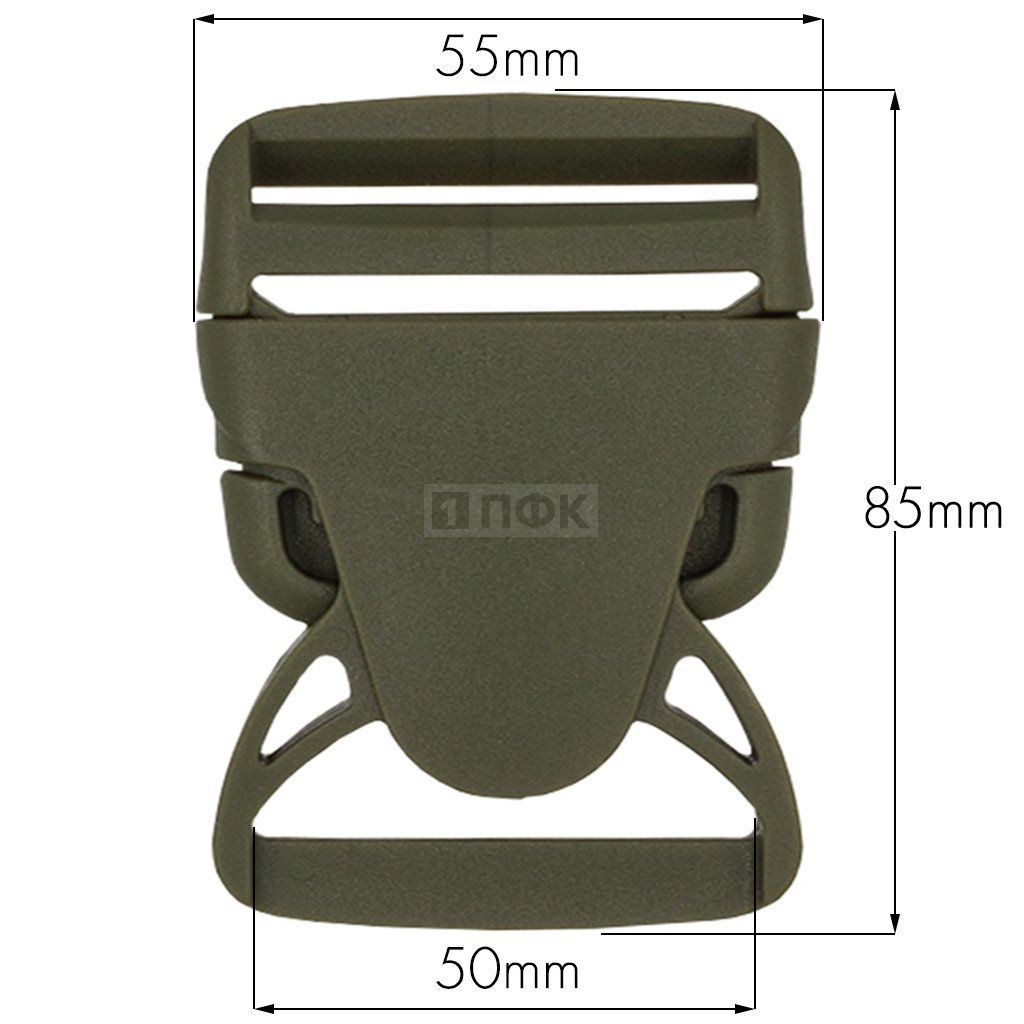 Фастекс (защелка-трезубец) ПП 50мм цв хаки арт 1001 (уп 100шт) ПФК