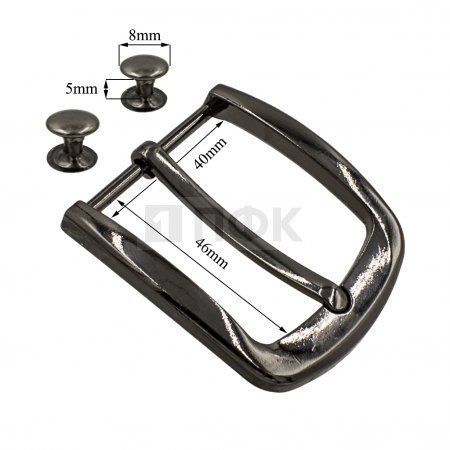 Пряжка металлическая ременная 40мм цв никель темный + 2 хольнитена (уп 50шт)