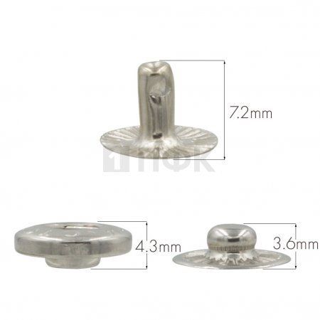 3 Части кнопки для одежды 12,5мм Альфа нерж цв никель (уп 1440шт) STORM