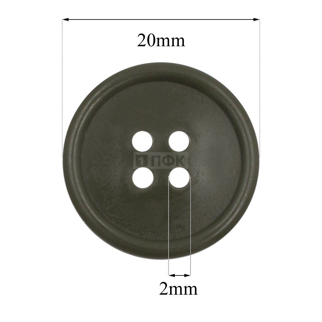 Пуговица КЛ 20-4 ПП  20мм цв хаки (уп 1000шт)