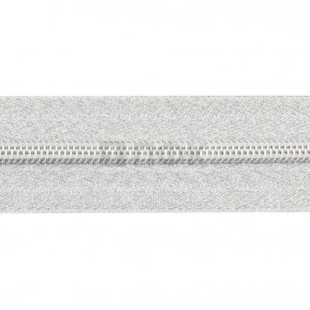 Рулонная молния спиральная (витая) тип 5 металлизированная цв серебро (рул 200м/уп 2000м)