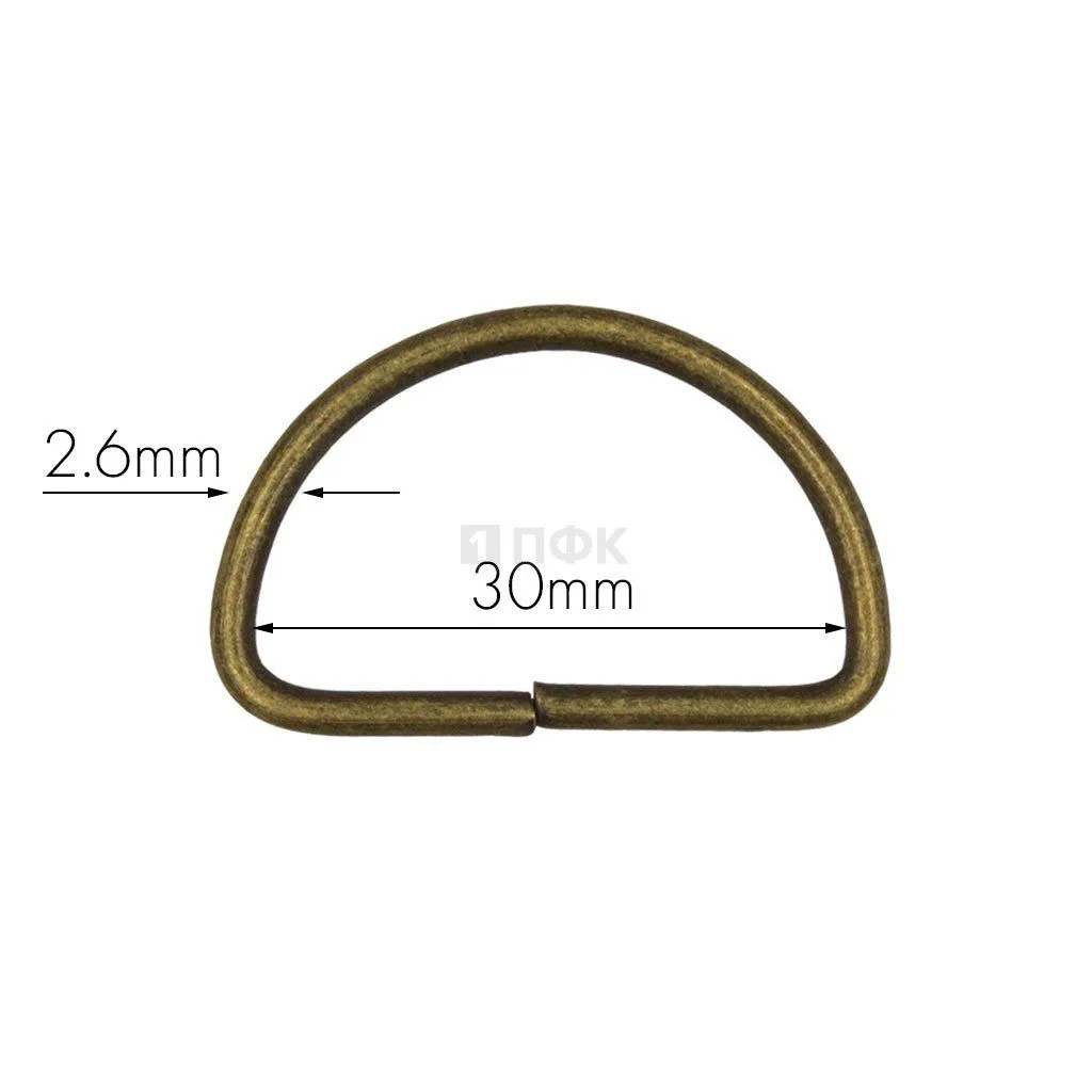 Полукольцо 30мм (толщ 2,6мм) цв антик (уп 1000шт/8000шт)