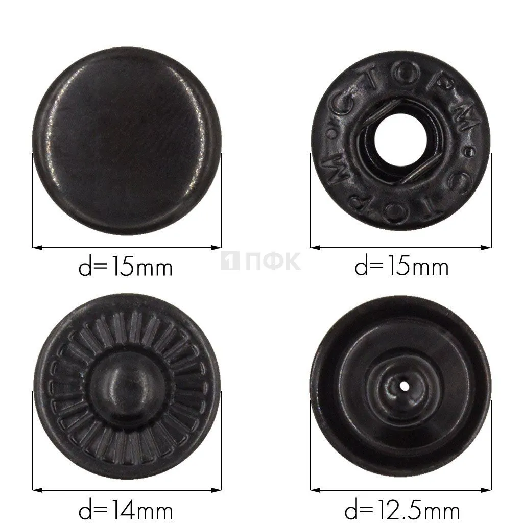 Кнопка для одежды 15мм Альфа сталь цв оксид (уп 720шт) STORM