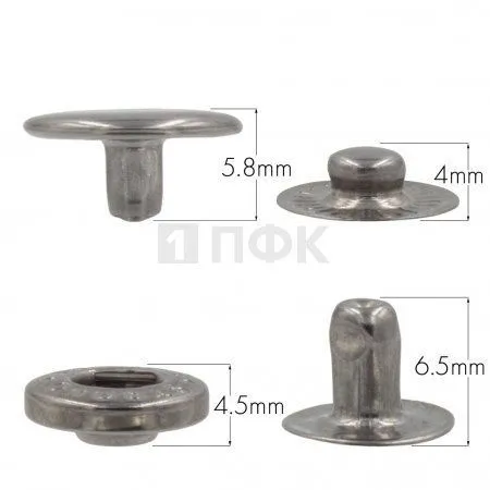 Кнопка для одежды 12,5мм Альфа латунь цв никель тем (уп 1440шт) STRONG