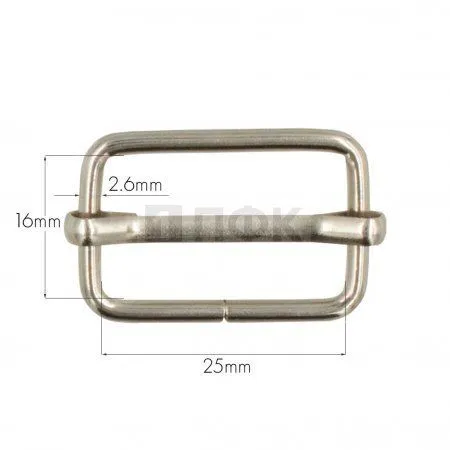 Пряжка регулировочная 25мм (толщ 2,6мм) цв никель (уп 500шт/5000шт) Китай