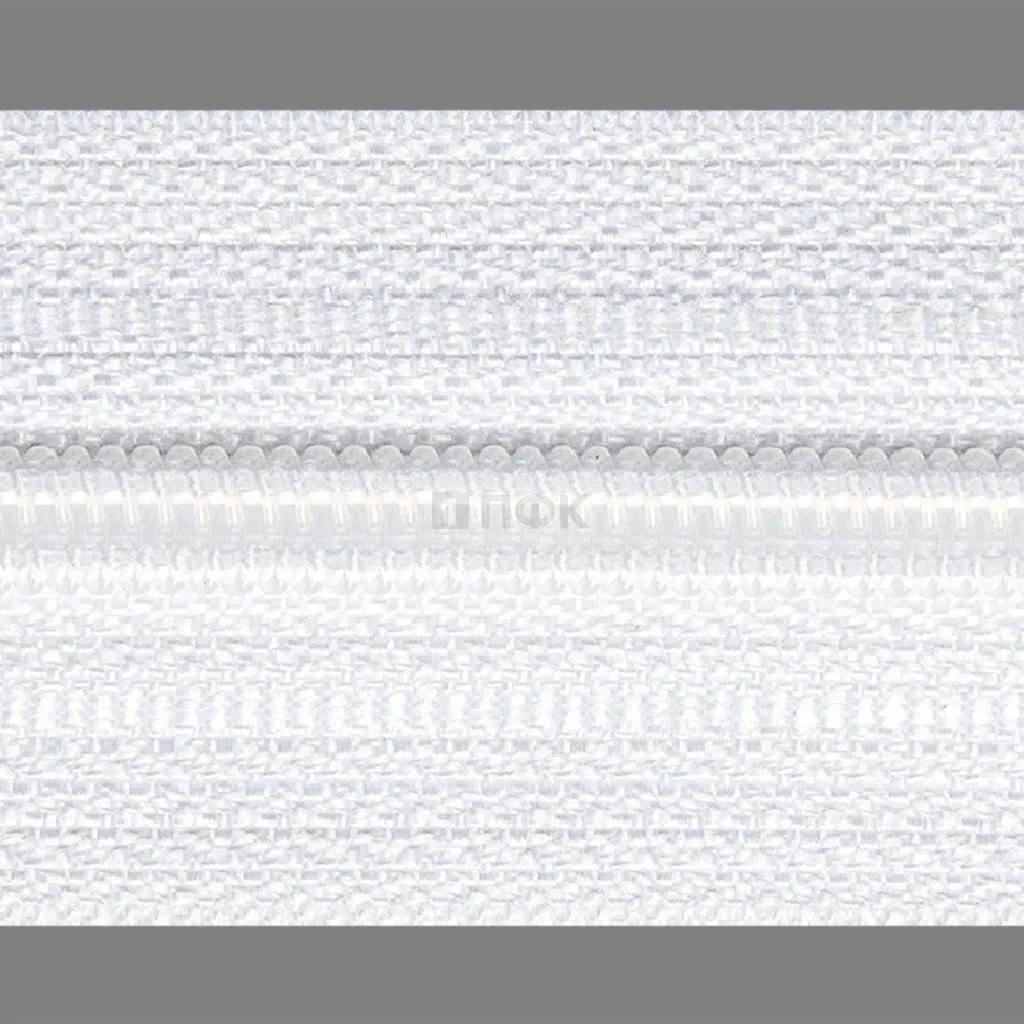 Рулонная молния спиральная (витая) тип 5 цв 101 белый 15гр/м (рул 200м/уп 2000м)