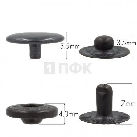 Кнопка для одежды 12,5мм Альфа латунь цв оксид (уп 1440шт) NEW STAR