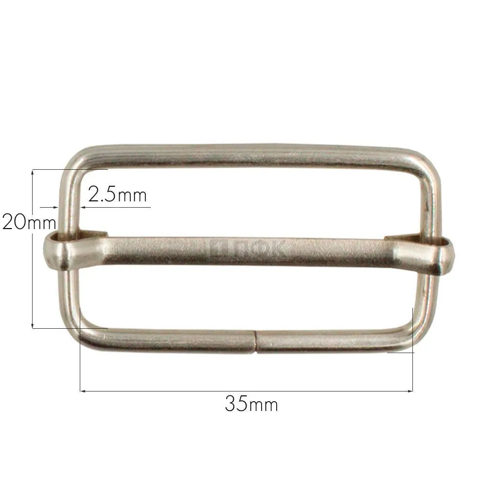 Пряжка регулировочная 35мм (толщ 2,5мм) цв никель (уп 1000ш) — ПФКР Пряжка регулировочная 35мм (толщ 2,5мм) цв никель (уп 1000ш)