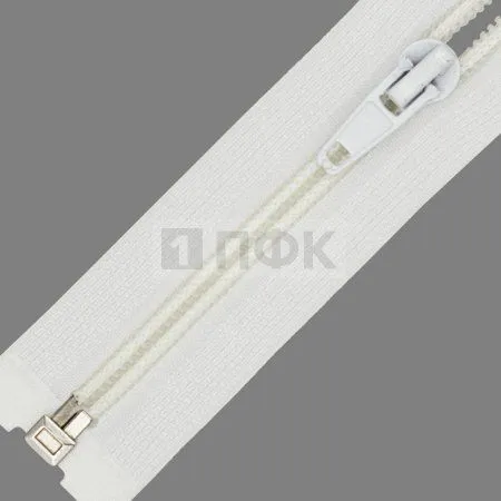 Молния спиральная (витая) тип 5 65см разъем цв 101 белый (уп 100шт) улучшен 18гр/рулонка 3,2гр/бег