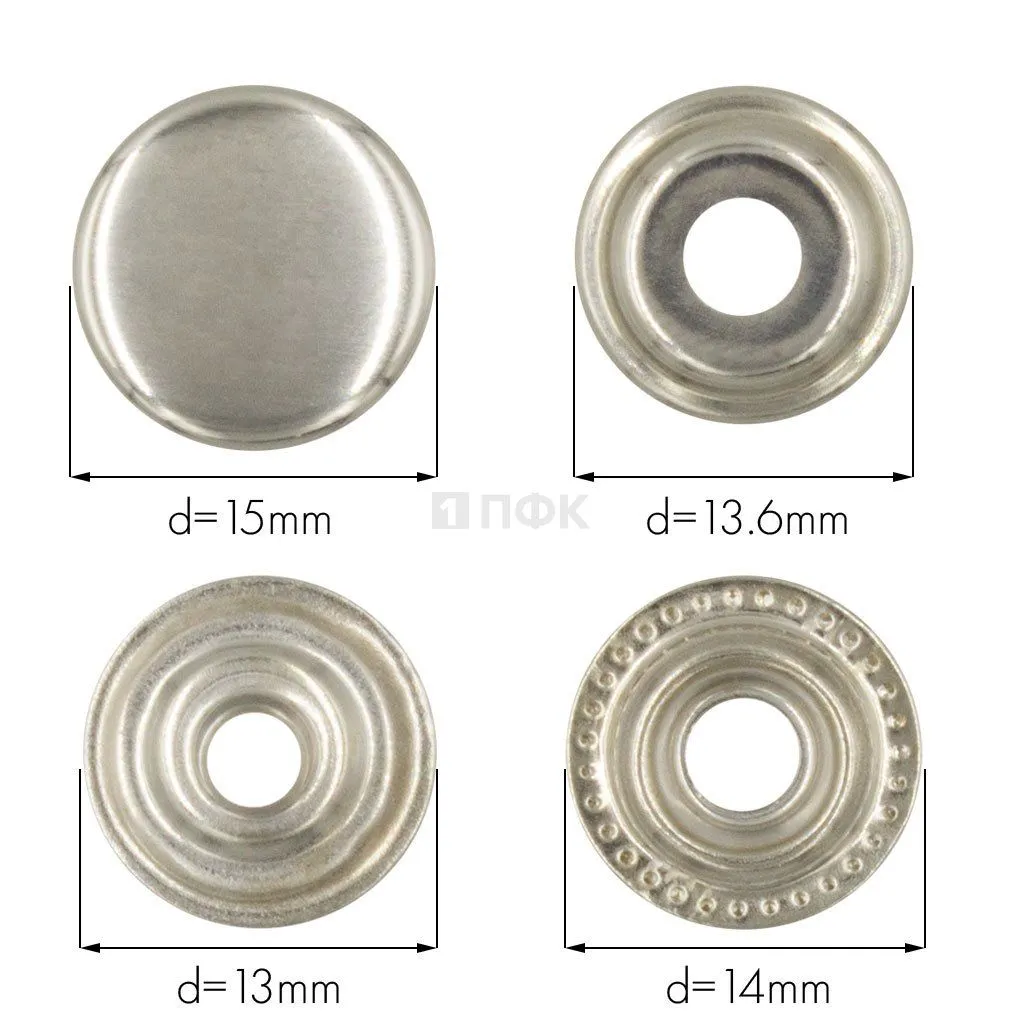 Кнопка для одежды 15мм №61 сталь цв никель (уп 720шт) NEW STAR