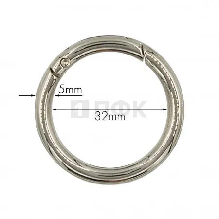 Кольцо металлическое 32мм 12076 цв никель (уп 200шт) Кольцо металлическое 32мм 12076 цв никель (уп 200шт)