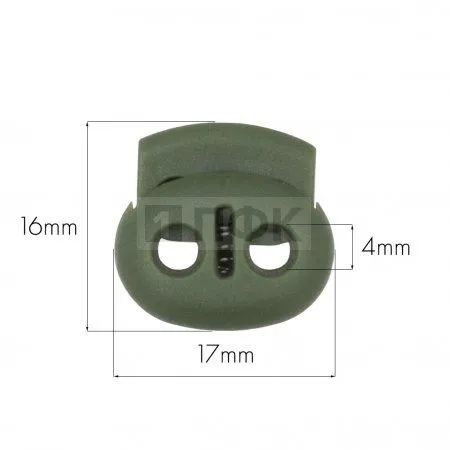 Фиксатор для шнура двойной Арт.А2-036 малый РОМ цв оливковый (уп 500шт/10000шт)