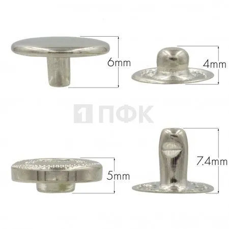 Кнопка для одежды 12,5мм Альфа латунь цв никель (уп 1440шт) ПФК