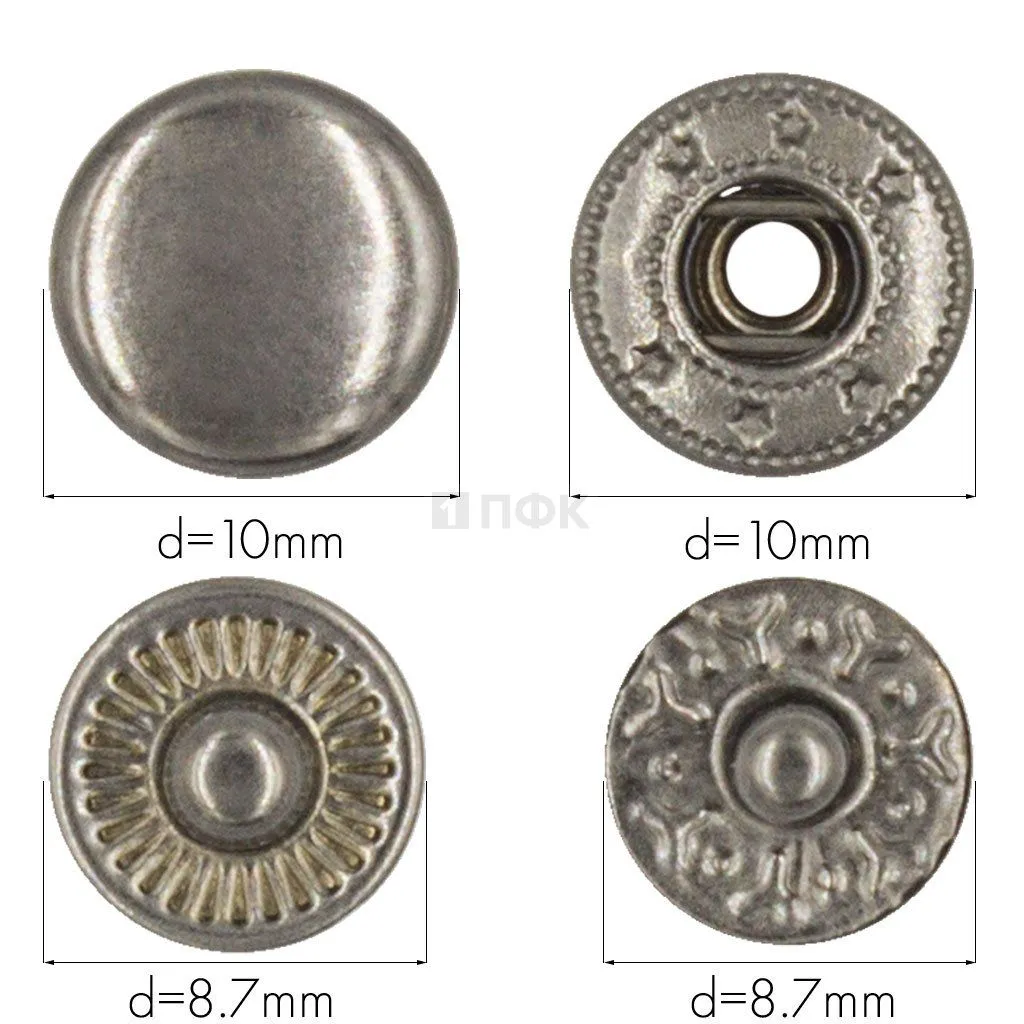 Кнопка для одежды 10мм Альфа сталь цв никель тем (уп 1440шт) STRONG — ПФКР Кнопка для одежды 10мм Альфа сталь цв никель тем (уп 1440шт) STRONG