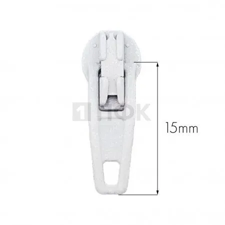 Бегунок для спиральной (витой) молнии тип 3 автомат цв 101 белый (уп 2500шт/25000шт) 1гр