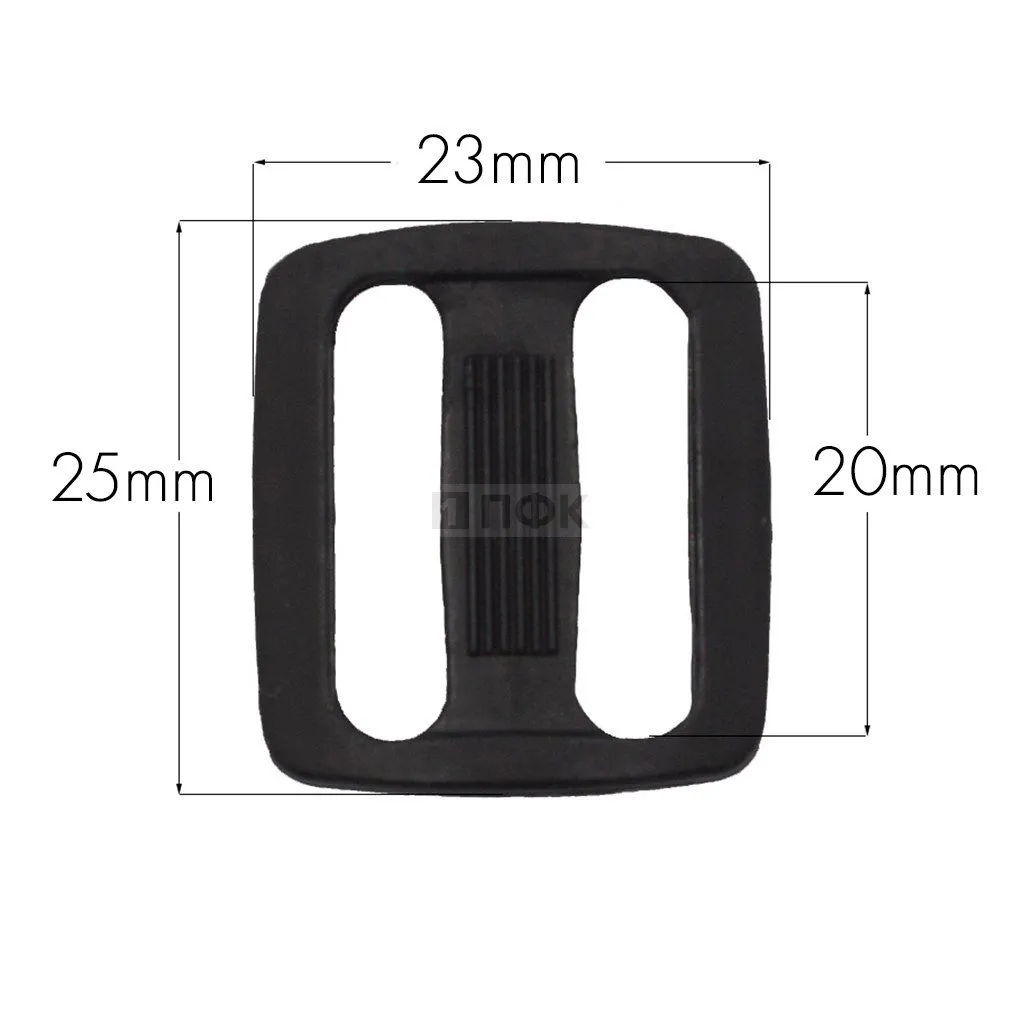 Пряжка двухщелевая ДЩ-20 ПП 20мм цв черный (уп 1000шт/10000шт)