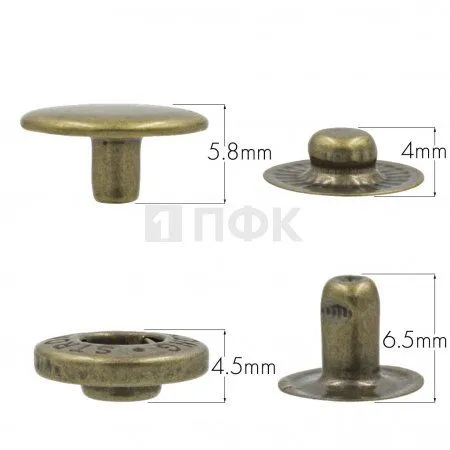 Кнопка для одежды 12,5мм Альфа латунь цв антик (уп 1440шт) STRONG