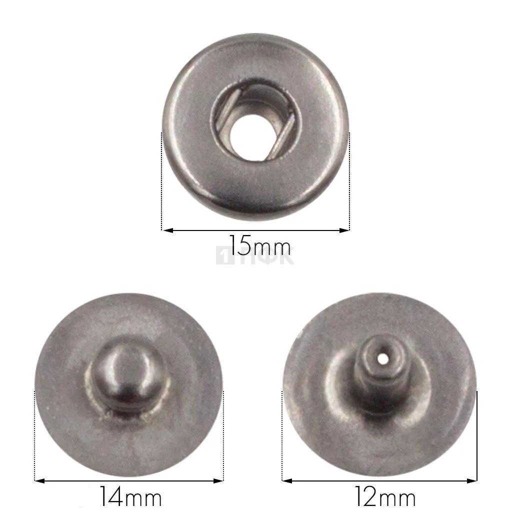 3 Части кнопки для одежды 15мм Альфа нерж цв никель тем (уп 720шт) STORM