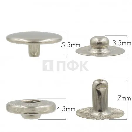 Кнопка для одежды 12,5мм Альфа нерж цв никель (уп 1440шт) NEW STAR