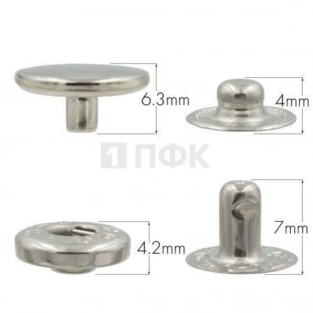 Кнопка для одежды 12,5мм Альфа нерж цв никель (уп 1440шт) DNG