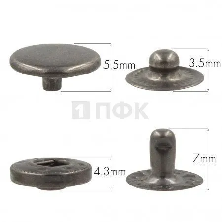 Кнопка для одежды 12,5мм Альфа латунь цв никель тем (уп 1440шт) NEW STAR