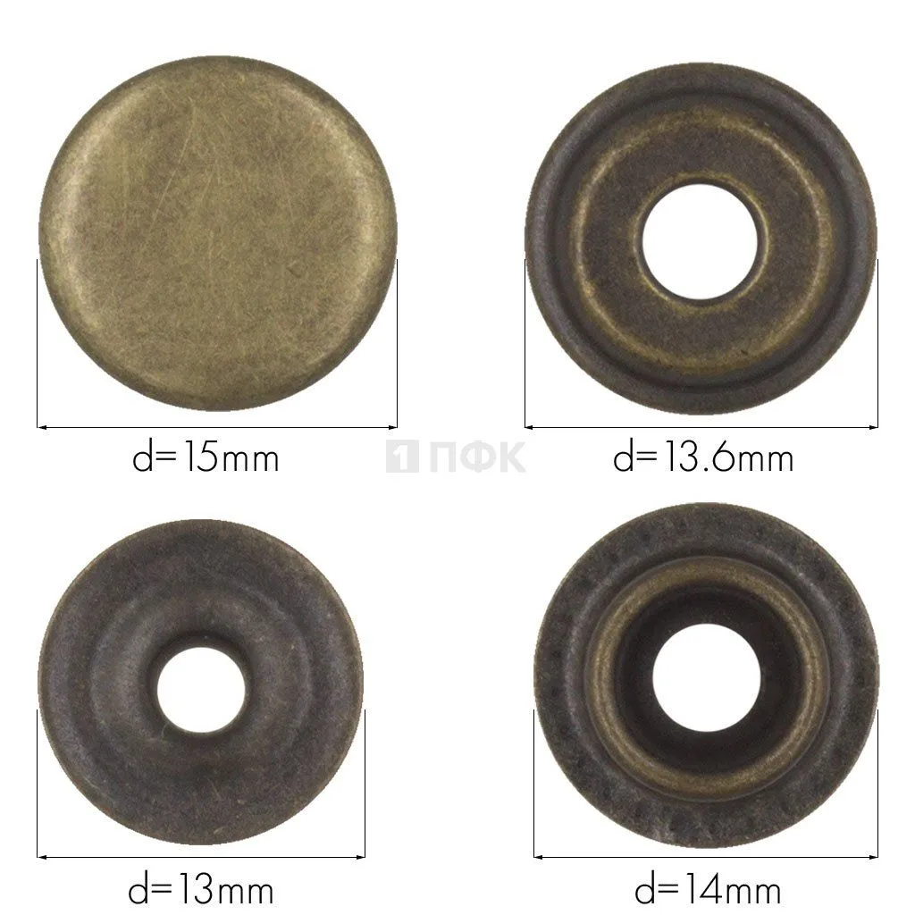 Кнопка для одежды 15мм №61 сталь цв антик (уп 720шт) STRONG — ПФКР Кнопка для одежды 15мм №61 сталь цв антик (уп 720шт) STRONG
